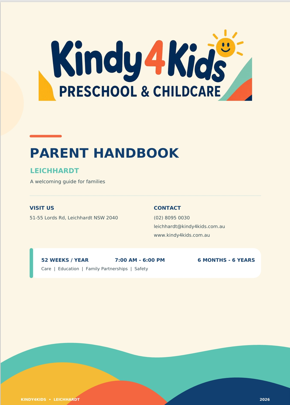 Kindy4Kids Parent Handbook cover